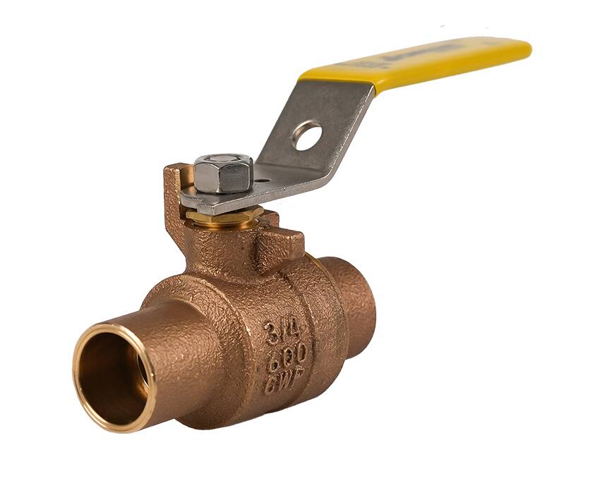S-200CSS - Brass ball valve with a yellow handle, marked with “3/4 600 WSP.” The valve has a hexagonal nut and a clean, industrial appearance.