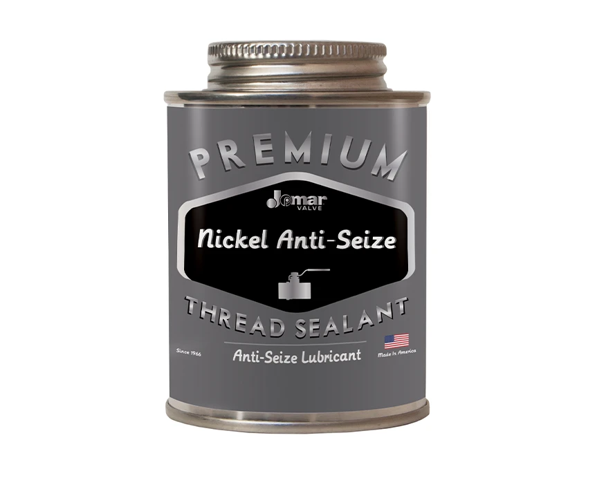 A silver can of Premium Nickel Anti-Seize Thread Sealant with a screw-on lid. The American flag is depicted at the bottom right of the label.