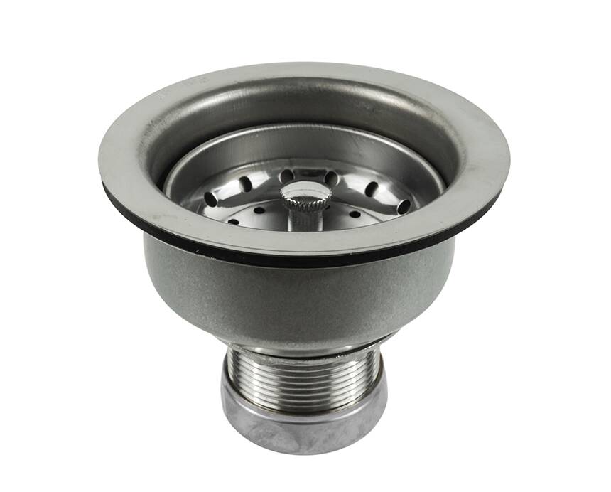 305-408_Full-Zinc-Tailnut - A stainless steel sink strainer with a circular design, featuring a wide rim and multiple drainage holes. It conveys durability and utility.