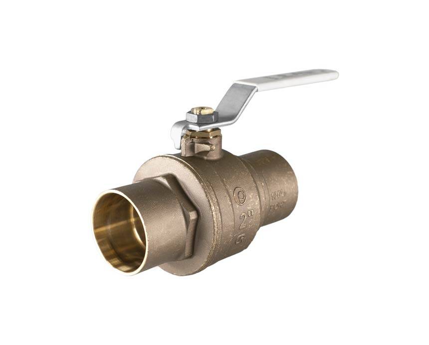 s-100cg - Brass ball valve with threaded ends and a silver lever handle, positioned horizontally. The valve is clean and new, on a plain white background.